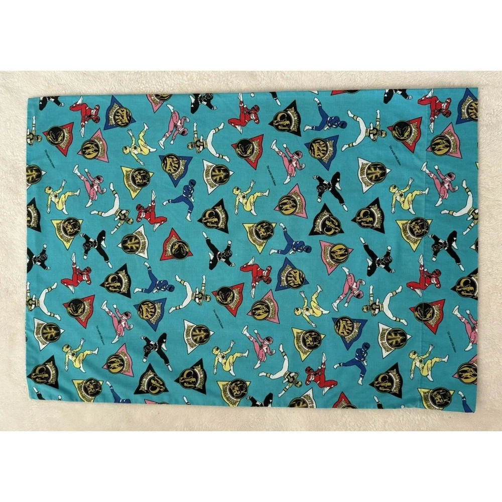 RARE Vintage Mighty Morphin 1995‎ Saban Power Rangers Teal Hand-Made Pillow Case